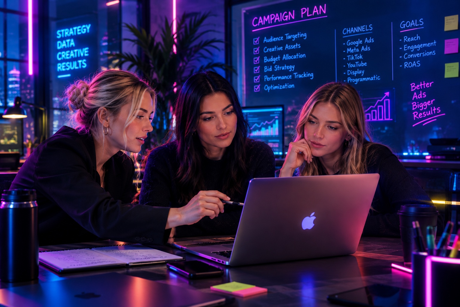 The Konvertika team reviewing campaign performance